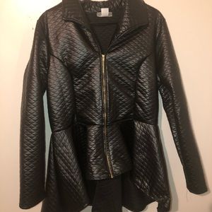 Black Quilted Peplum Jacket NWOT